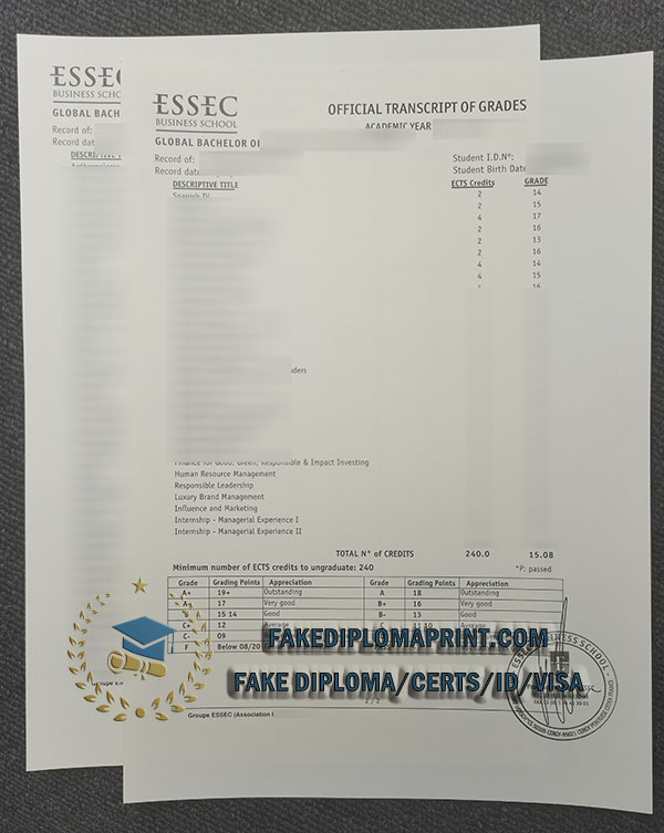 ESSEC Business School transcript