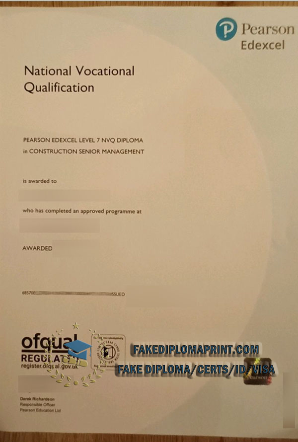 Pearson Edexcel level 7 NVQ diploma,Pearson Edexcel certificate