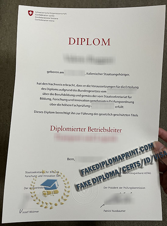 Swiss Confederation diplom