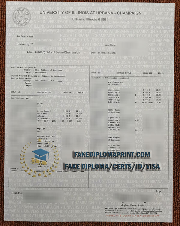 University of Illinois transcript,U of I academic record