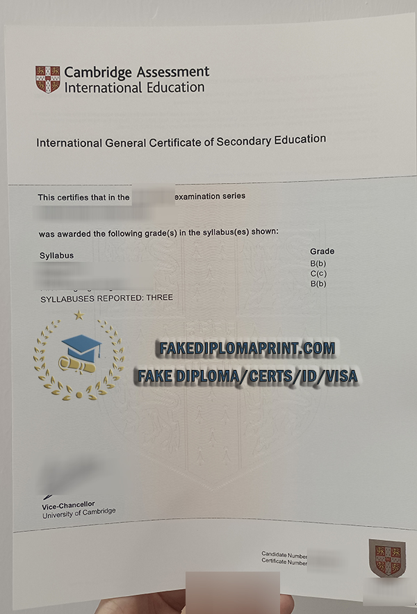 Cambridge IGCSE certificate