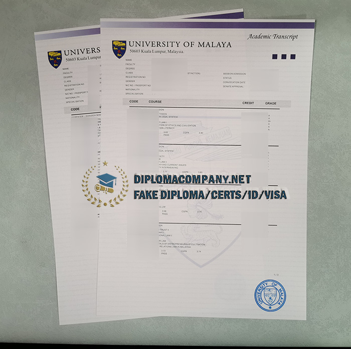 University of Malaya Transcript