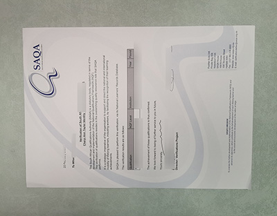 SAQA Certificate