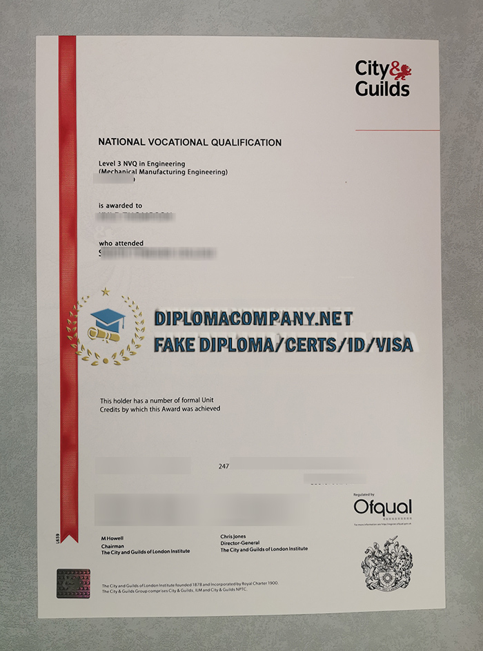 Fake City & Guilds Certificate
