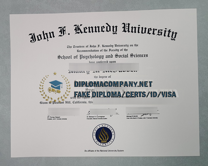 Fake John F. Kennedy University Diploma