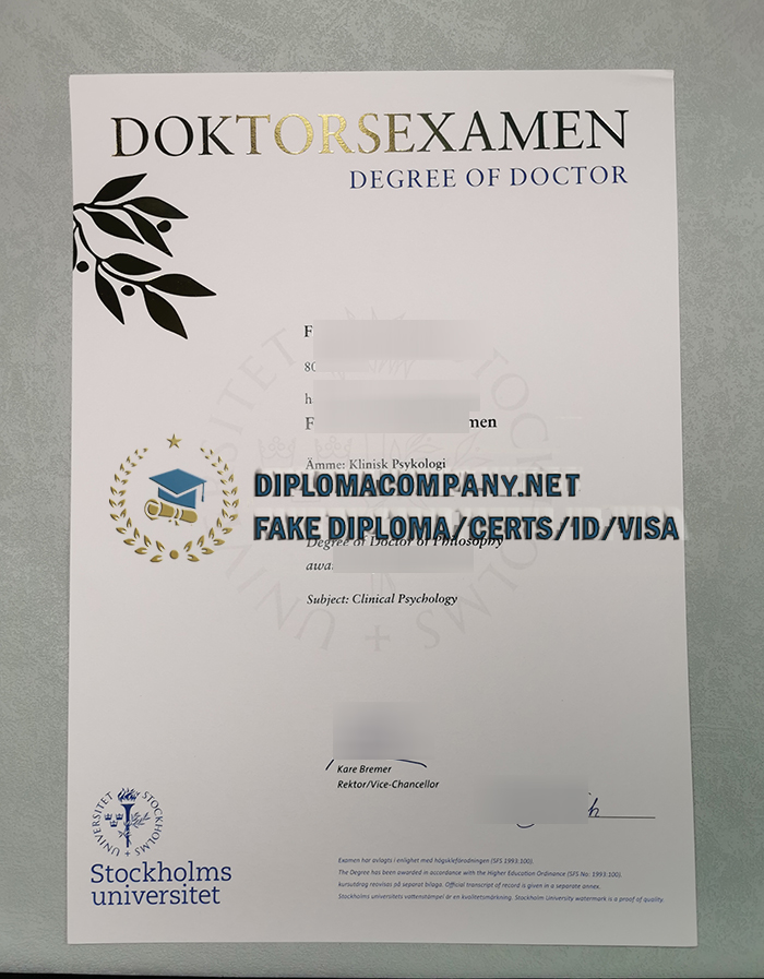 fake Stockholms universitet Diploma