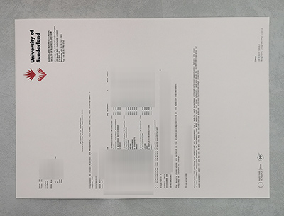 Fake University of Sunderland Transcript