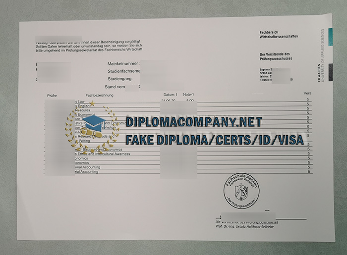 Fake FH Aachen Transcript