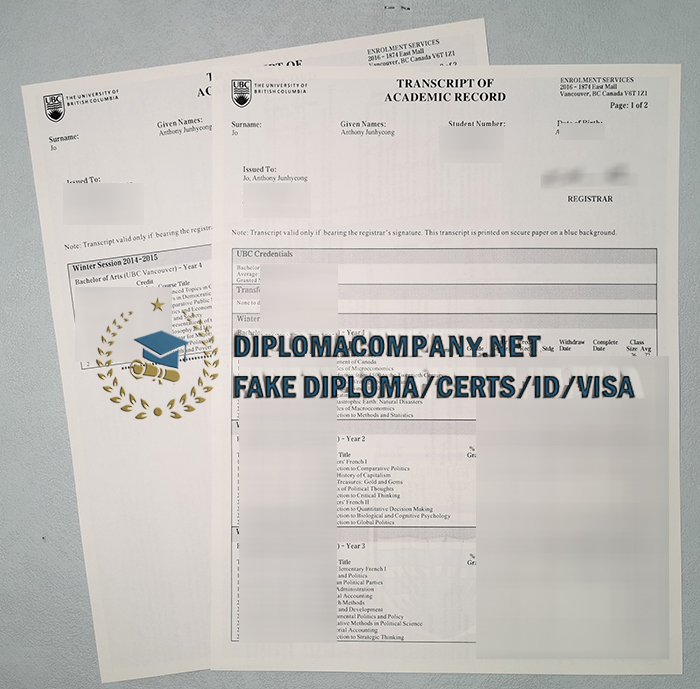 Fake UBC Transcript