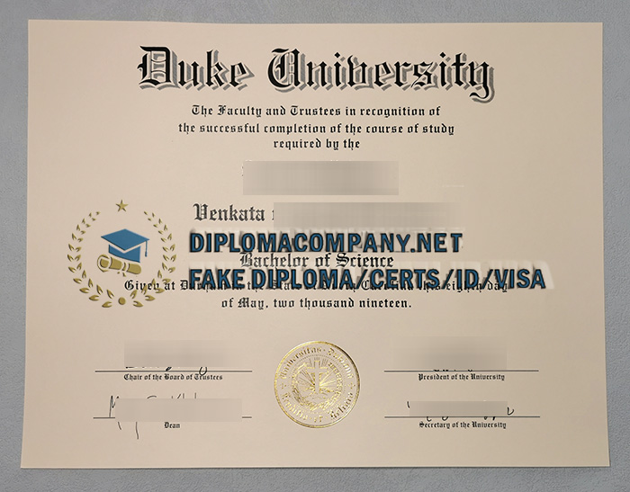 Fake Duke University Diploma