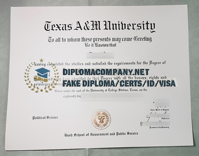 Fake Texas A&M University Diploma