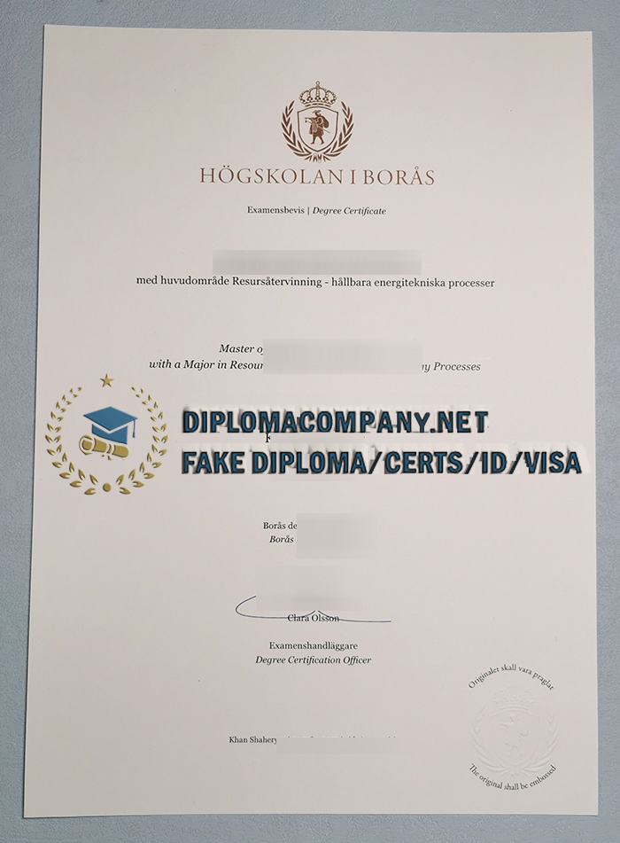 Fake Högskolan i Borås Degree Certificate