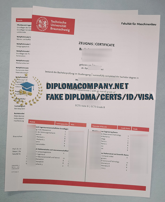 fake TU Braunschweig Zeugnis