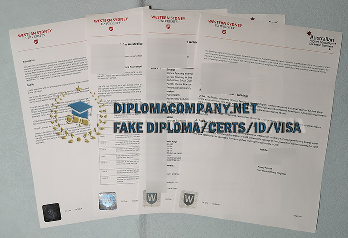Fake Western Sydney University Transcript