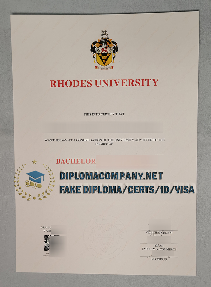 Fake Rhodes University Diploma