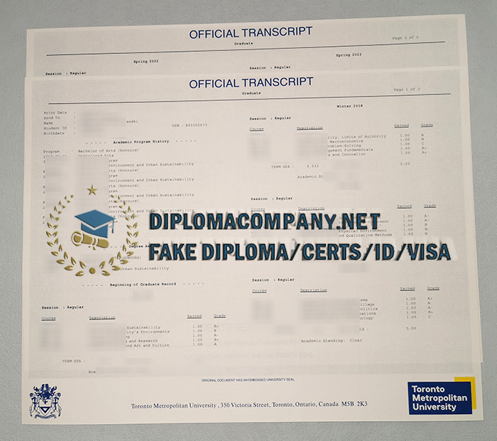 Fake TMU Transcript
