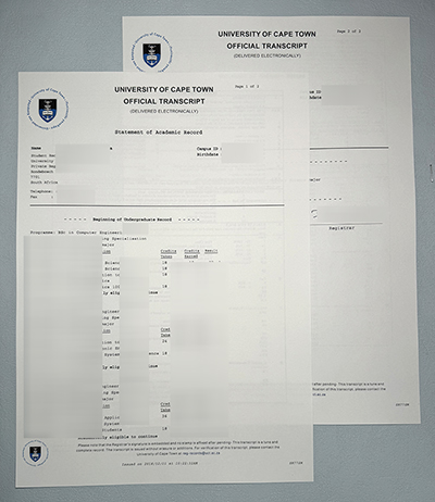 Fake UCT Transcript
