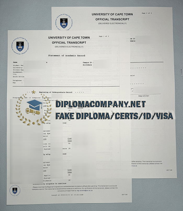 Fake UCT Transcript