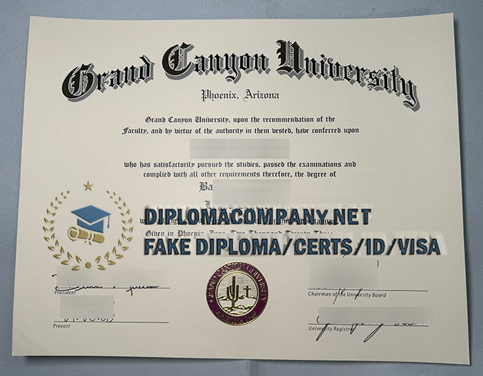 Fake Grand Canyon University Diploma